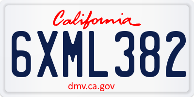 CA license plate 6XML382