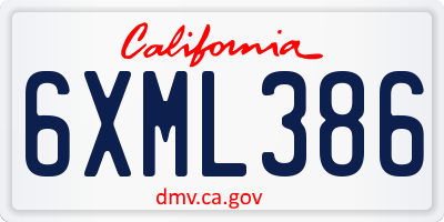 CA license plate 6XML386