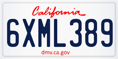 CA license plate 6XML389