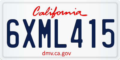 CA license plate 6XML415