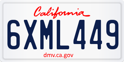 CA license plate 6XML449