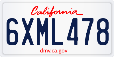 CA license plate 6XML478