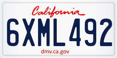 CA license plate 6XML492