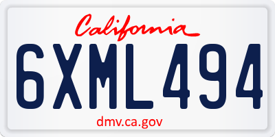 CA license plate 6XML494