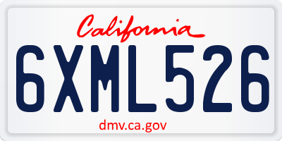 CA license plate 6XML526