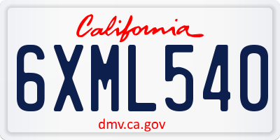 CA license plate 6XML540