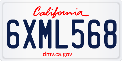CA license plate 6XML568