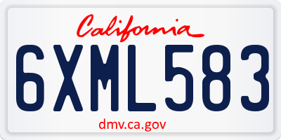 CA license plate 6XML583