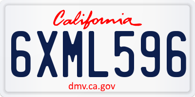 CA license plate 6XML596