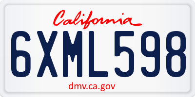 CA license plate 6XML598