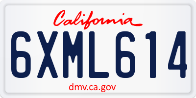 CA license plate 6XML614