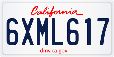 CA license plate 6XML617