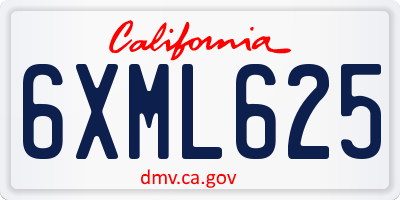 CA license plate 6XML625
