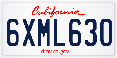 CA license plate 6XML630