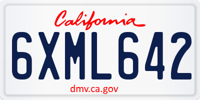 CA license plate 6XML642