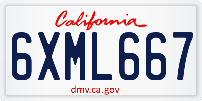 CA license plate 6XML667