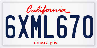 CA license plate 6XML670