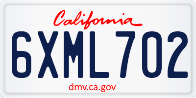 CA license plate 6XML702