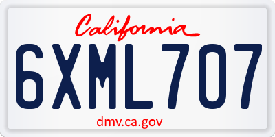 CA license plate 6XML707