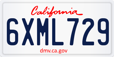 CA license plate 6XML729