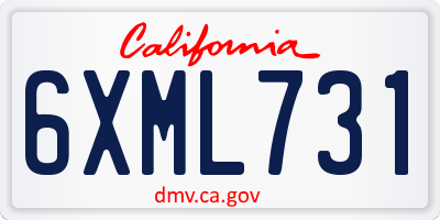 CA license plate 6XML731