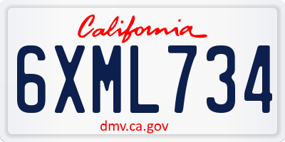 CA license plate 6XML734