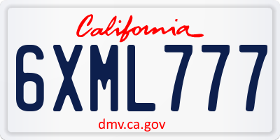 CA license plate 6XML777