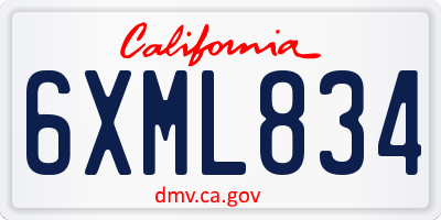 CA license plate 6XML834