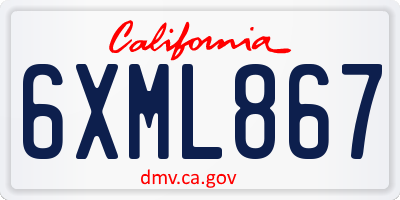 CA license plate 6XML867