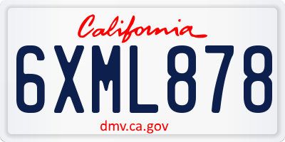 CA license plate 6XML878