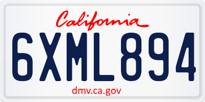 CA license plate 6XML894