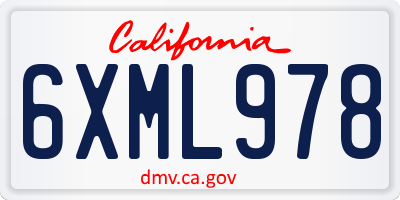 CA license plate 6XML978