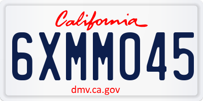 CA license plate 6XMM045