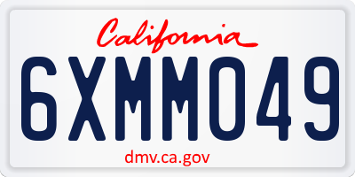 CA license plate 6XMM049