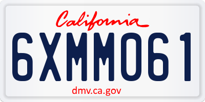 CA license plate 6XMM061