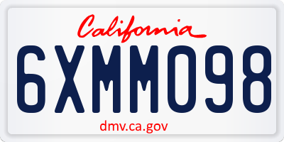 CA license plate 6XMM098