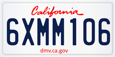 CA license plate 6XMM106