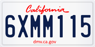 CA license plate 6XMM115