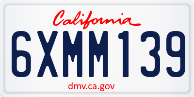 CA license plate 6XMM139