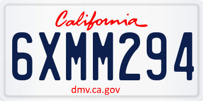 CA license plate 6XMM294