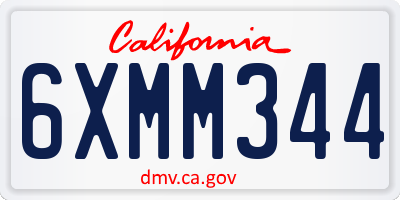 CA license plate 6XMM344