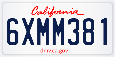 CA license plate 6XMM381