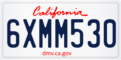 CA license plate 6XMM530