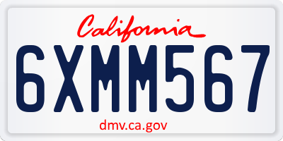 CA license plate 6XMM567