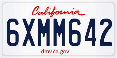 CA license plate 6XMM642