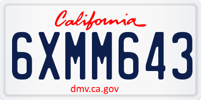 CA license plate 6XMM643