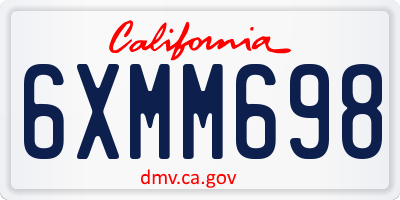 CA license plate 6XMM698