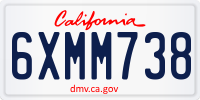 CA license plate 6XMM738