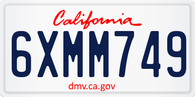 CA license plate 6XMM749
