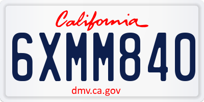 CA license plate 6XMM840